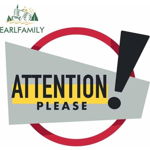EARLFAMILY 13cm x 10.6cm for Attention Please Motorcycle Car Stickers Graffiti Sticker Waterproof Anime Decals JDM Decoration
