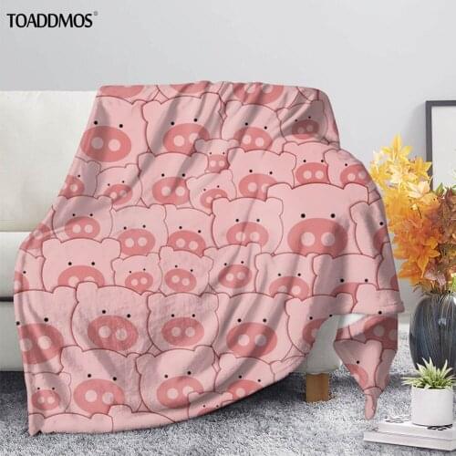 TOADDMOS Cute Cartoon Piggy Animal Design Fleece Blanket Office Sofa Nap Warm Blanket for Kids Adults Soft Bed Thin Quilt manta