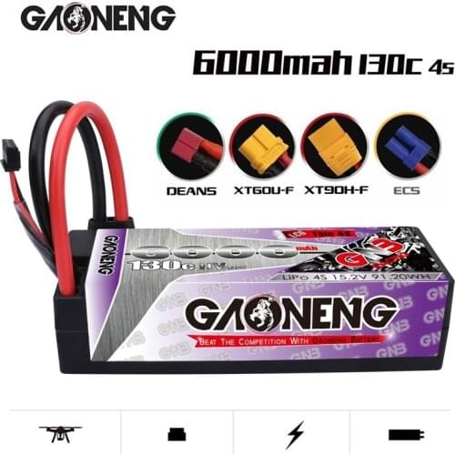 GAONENG GNB 15.2V 6000mAh 4S 130C Thin Hardcase HV LiPo Battery pack XT90 T Plug for 1:8 1/8 RC Car four drive off-road RC Car
