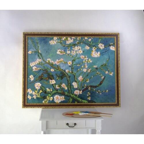 Framed Masterpiece oil painting reproduction of Branches with Almond Blossm by Vincent Van Gogh