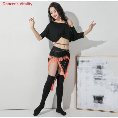 Belly Bance Suit Modal Top Short Sleeve Or Tassel Skirt Practice Clothes Female Temperament Performance Exercise Clothing