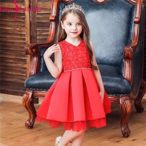 Beauty Emily Flower Girl Dress for Weddings Cute Lace Appliques Girls Ball Gown Kids Halloween Party Communion Dress 2020