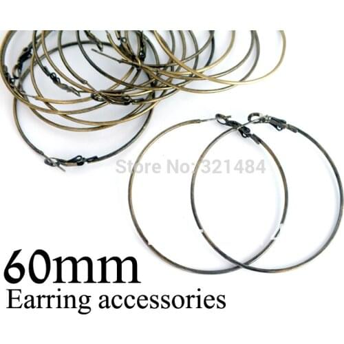 Bulk 500pc/lot antique brass bronze 60mm french circle hooks earring backs hoop earring findings for jewelry making supplies
