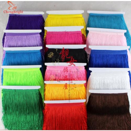 ChengBright 10 Meters Polyester Lace Tassel Fringe Lace Trim Ribbon Sew Latin Dress Stage Garment Curtain Accessories 20cm Width