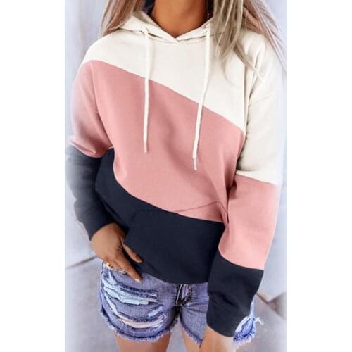 2020 New Plus Size Women Fashion Autumn Long Sleeve Color Block Tie Dye Hoodie Sweatshirt Blouse