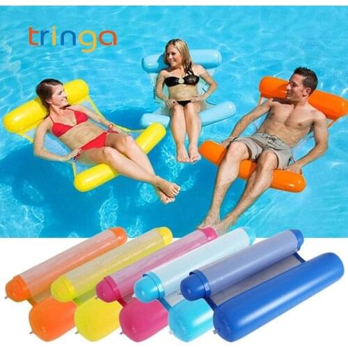 New Water Swimming Inflatable Pool Floating Bed Foldable Air Mattress Hammock Float Lounge Bed Chair For Swimming Pillows