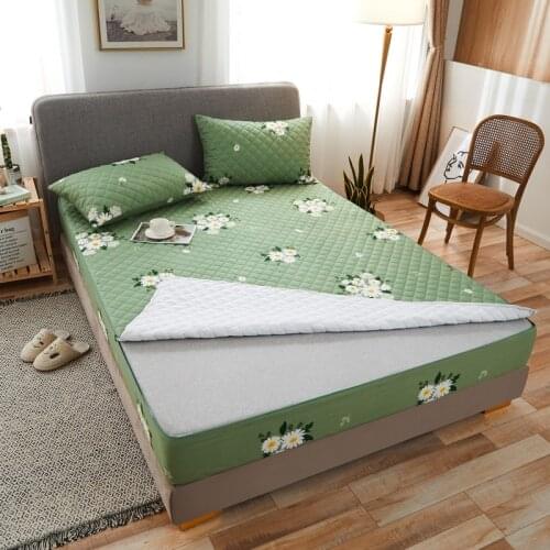 New Six Sides All Inclusive Quilted Mattress Cover Soft Fiber Topper Fashion Printing Bed Mattress Protector Anti Dust Mite