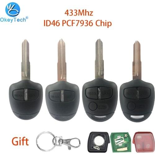 OkeyTech Suit for MITSUBISHI Outlander Pajero Triton ASX Lancer Shogun 2/3 Buttons Car Remote Key 433MHz Right/left Blade