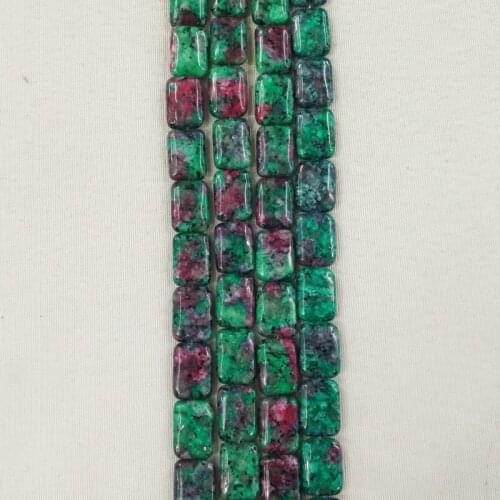 Wholesale 42pcs/lot Fashion natural red and green treasure Rectangle shape 13x18mm Beads charms for jewelry Making free