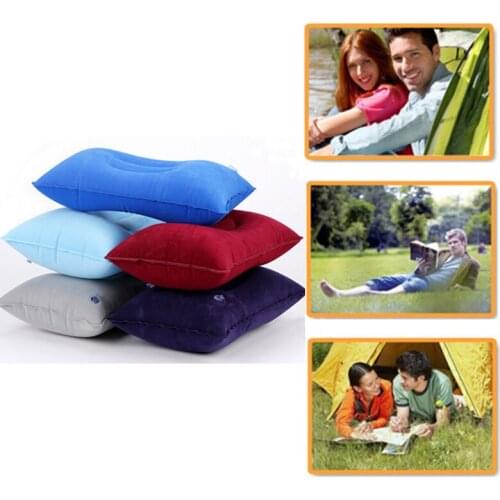 Outdoor Air Pillow Ultralight PVC Inflatable Sleeping Cushion Camping Hiking Beach Car Plane Portable Pillow Camp Gear