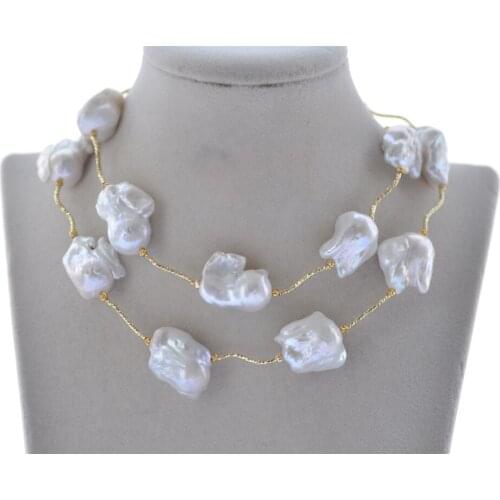 MCT·STAR Z10423 29" 25mm White Baroque keshi Reborn Pearl Necklace