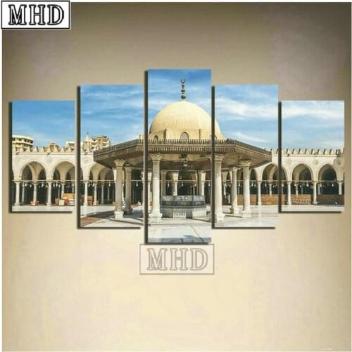 Ramadan Gift Diamond Painting Mosque Living Room Decoration 5d Full Square Drill Diamond Embroidery Islamic Castle Pattern