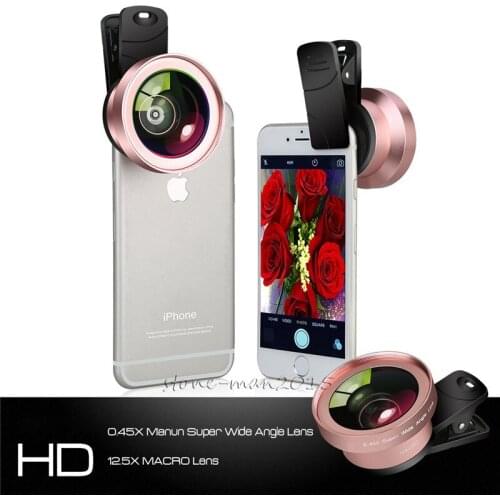 Professional HD 2in1 Clip Universal Cell phone Wide Angle+Macro Camera Lens for iPhone X / 8 / 8 Plus / 7 / 6s, Android Phone