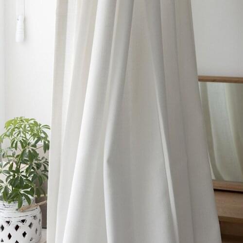 Nordic Japanese 2021 New Style Cotton and Linen Curtain INS Wind White Curtain Cloth Curtains for Living Dining Room Bedroom