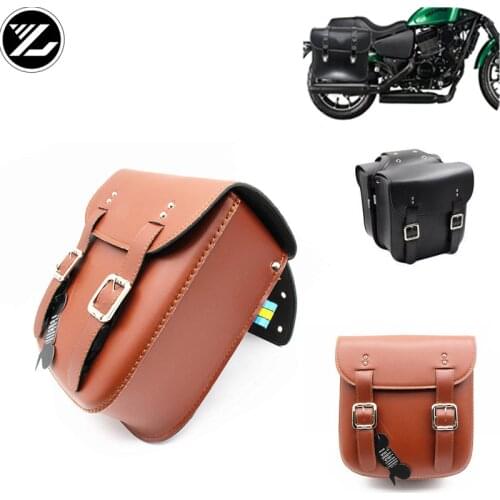 Universal Motorcycle Saddlebags Leather Side Storage Tool Pouch Luggage Bag for yamaha suzuki honda kawasaki Triphum Indian