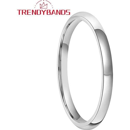 2MM Tungsten Carbide Engagement Rings For Women Men Wedding Band High Polished Shiny Comfort Fit