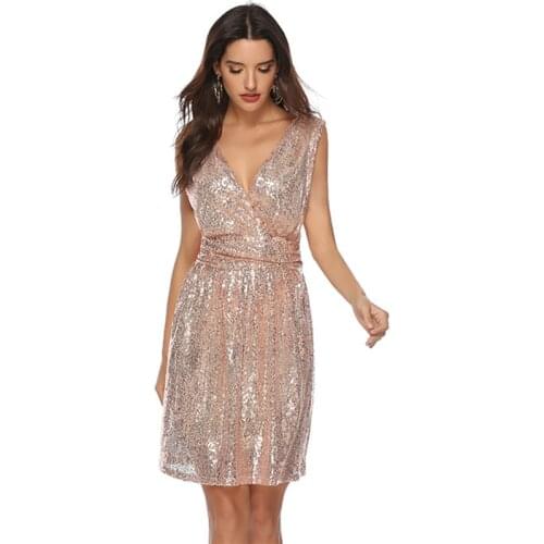 High quality ladies sequin party dress vintage spaghetti strap V-neck costume gothic dress