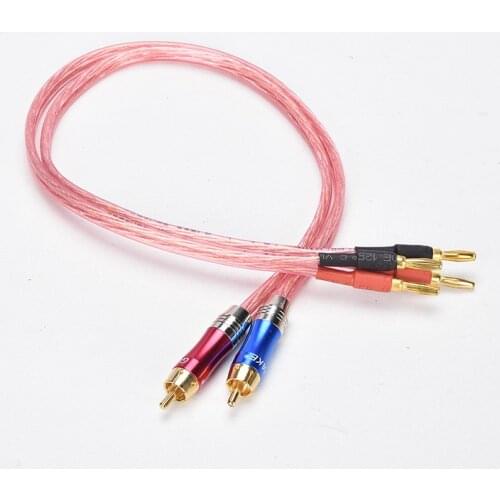 1 Pair AV Lotus Audio Cable One Point Two Lotus RCA to 2 Banana Head Conversion Cable Speaker Cable Speaker Cable Hifi Home