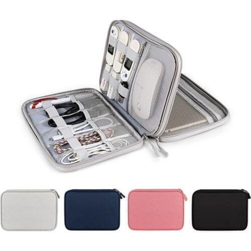 1 PCS Portable Electronics Organizer 2 Layer Travel Cable Digital Gadget Pouch Hard Drive Power Bank Storage Bag Wholesale X1