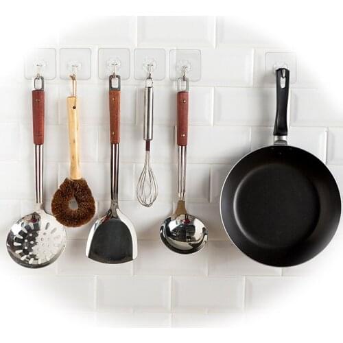 10/20/30Pcs Transparent Strong Self Adhesive Stainless Steel Wall Hanger Suction Cup Reusable Kitchen Bathroom Door Hanging Hook