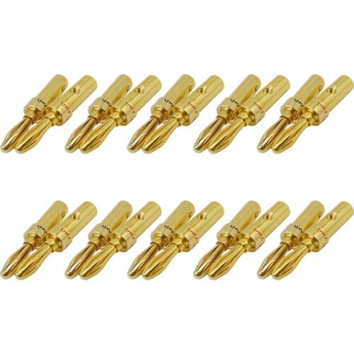 10Pair Gold Plated Head Cable Banana Plug Speaker Copper Gold Plated Connector/Adapter