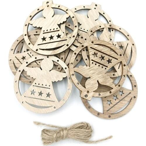 10pcs Round Wood Slices DIY Wooden Unfinished Predrilled Ornaments Embellishments for DIY Craft Wedding Christmas Decor