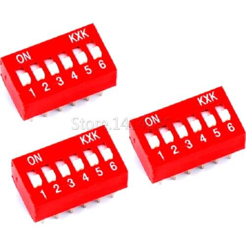 10Pcs Slide Type Switch 2.54mm 6-Bit 6 Position Way DIP Red Pitch