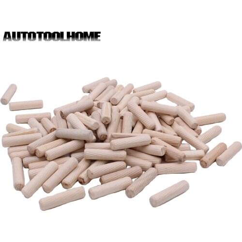 100Pcs Wooden Fluted Wood Dowel Pins Woodworking Jig Accessories 6x40mm 8x40mm fits for Dowel Jig Hole Saw Drill Bits