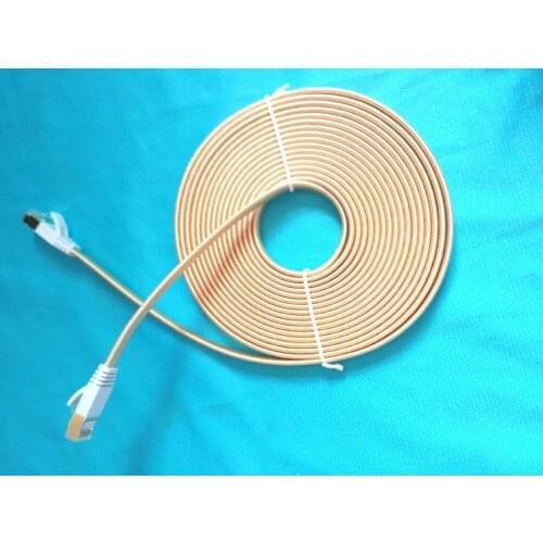 100PCS/LOT GOLD COLOR 0.5m1m1.5m2m 3m,5m 10mCAT7 cable RJ45 Patch flat Ethernet LAN Network Cable For Router Switch gold plated