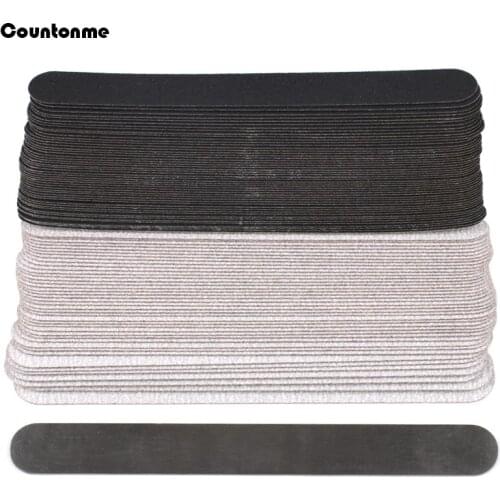 100Pcs Removable Nail Files Straight Calluses Remover Strips 100/180/240 With Stainless Steel Handle Replacement Sandpaper Files