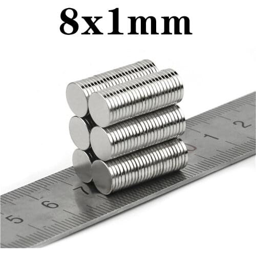 1000pcs 8x1mm Round Shape Rare Earth Neodymium Super Strong Magnetic NdFeB Magnet Fridge Crafts For Acoustic Field Electronics