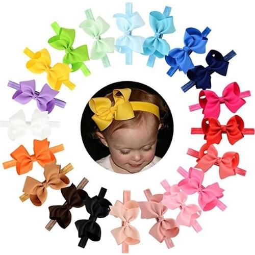 20Pcs/lot Headband Bows 10.5cm Grosgrain Ribbon Bow Elastic Headbands Hair Bands DIY Hair Accessories 608