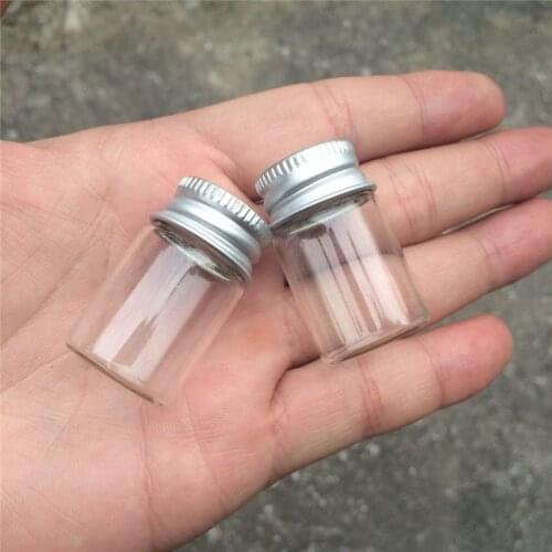 22*35*14mm 6ml Mini Glass Bottles With Aluminium Screw Cap Empty Small Wishing Bottle Glass Vials Jars 100pcslot