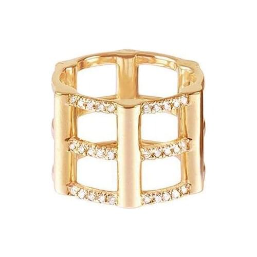 Gold color 3 raw bands fafke stacking bands full finger women fashion trendy ring jewelry