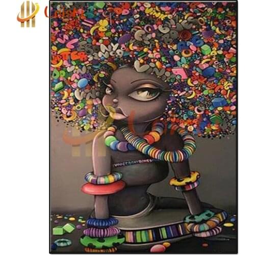 3d round square diamond embroidery African girl who loves fantasy diamond painting stitch cross picture rhinestones home art