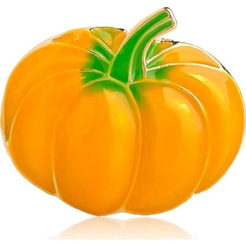 Blucome Yellow Pumpkin Vegetables Shape Brooches Enamel Gold Color Pins Women Kids Men Accessories Suit Lapel Pins Badge Gifts