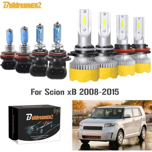 Buildreamen2 4 Pieces 9005 H11 Car Headlight High Beam + Low Beam LED Halogen Headlamp Light 12V For Scion xB 2008-2015