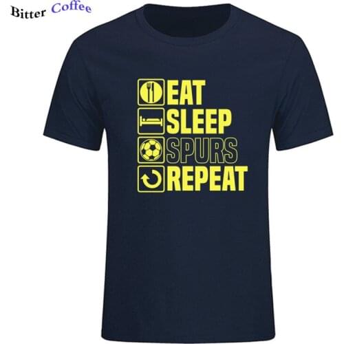 NEW Men Short Sleeve Cotton Teeshirt Summer Tops Eat Sleep Spurs T Shirt Funny Fathers Day Birthday Gift Brand T-Shirts XS-3XL