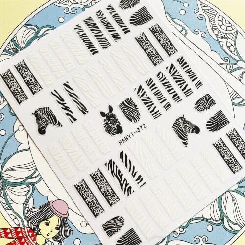 HANYI-372 HANYI-373 HANYI-374 Vertical bar Zebra texture 3D Back glue Nail Art Stickers Decals Sliders Nail ornament decoration