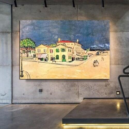 100% Hand Painted Van Gogh Famous Oil Painting Home in Arles Canvas Wall Art Pictures for Living Room Decoration Frameless