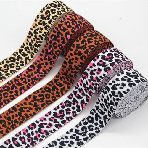 Leopard Printed Elastic Band 4cm Pants Waist Elastic Ribbon Webbings Bags Trousers Rubber Band 40mm DIY Sewing Accessories 1M