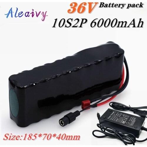 2020 New 36V Battery 10S2P 6Ah 42V 6000mAh 18650 Lithium Ion Rechargeable Battery Pack Ebike Electric Car Bicycle Scooter 350W