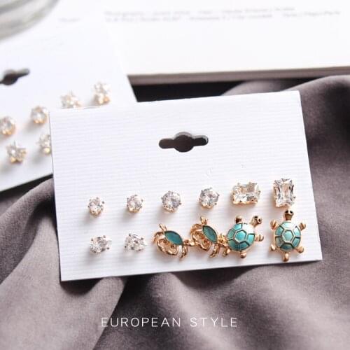 Fashion accessories Cute simple geometric small artificial zircon crab turtle totorise earrings