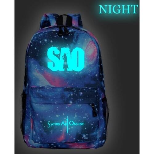 Men Women Boys Girls Sword Art Online Luminous School Knapsack Fashion New Pattern Laptop Bag for Teens Students