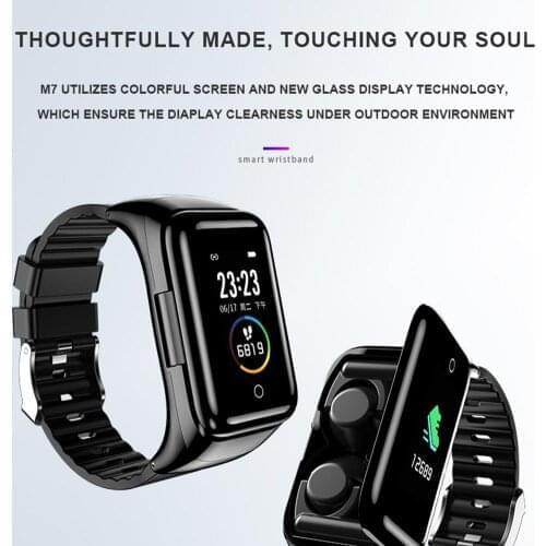 Mens Smart Watch Two In One Multifunctional Fashion Wireless Bluetooth Earphone Bracelet Fitness Tracker Wristband Earphone