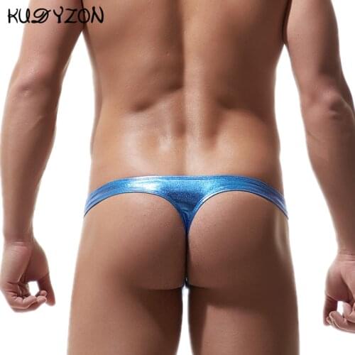Gay Men Underwear Faux Leather G-string Thongs Sexy Underwear Mens Briefs Bikini Tanga Jockstrap Homme Slip Erotic String Homens