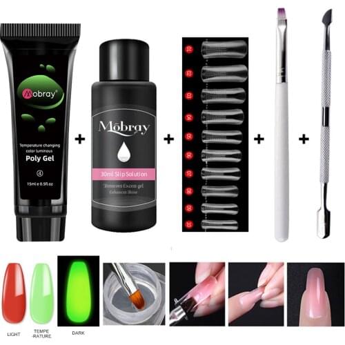 5pcs/set Nail Extension Kit Poly Finger Gel Luminous UV Gel Polish Acrylic Quick Building Nails Forms Tips Manicure Set