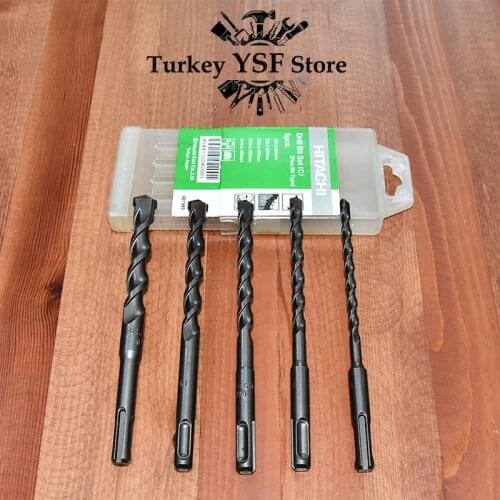 5 Pcs Hitachi SDS Plus Drill Bit Set For Bosch, AEG, DeWalt, Makita, Hilti, Milwaukee 5/6/8/10/12 x 160mm SDS-Plus Drill Bit Set