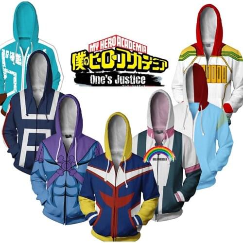 New Anime Boku No My Hero Academia Cosplay Costumes Zipper Hoodies H Sweatshirts Bakugou Todoroki Shoto Spring Jacket Coat