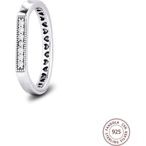 2020 New 925 Sterling Silver Sparkling bar stacking Rings for Women Wedding Engagement Ring Stackable Jewelry bague femme